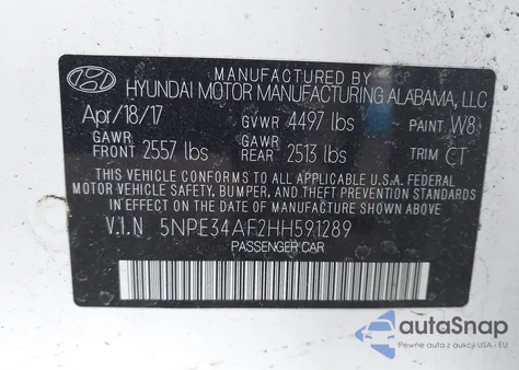 2017 Hyundai Sonata Sport from USA, damaged, VIN 5NPE34AF2HH591289